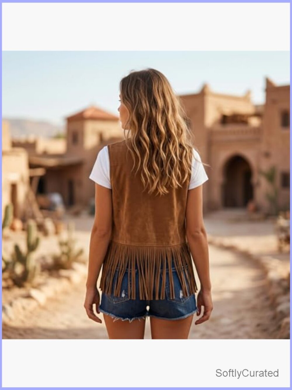 Suede Fringe Vest Sleeveless Open Front Western Cowgirl Jacket Hippie - Picture 6 of 7